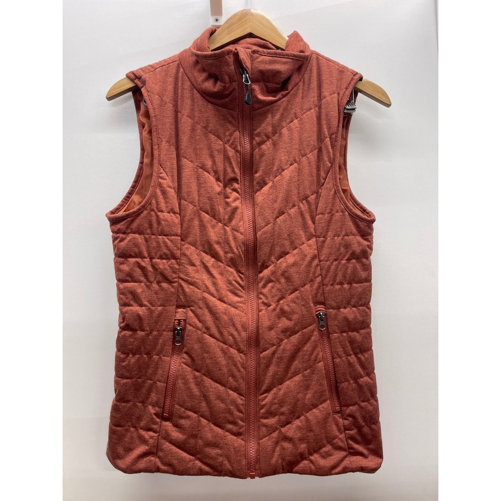 Bagatelle Collection Womens Quilted Puffer Vest Rust Orange Full Zip Small